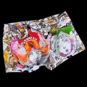 Versace Women's Colorful Denim Shorts Size 28 S M Made in Italy